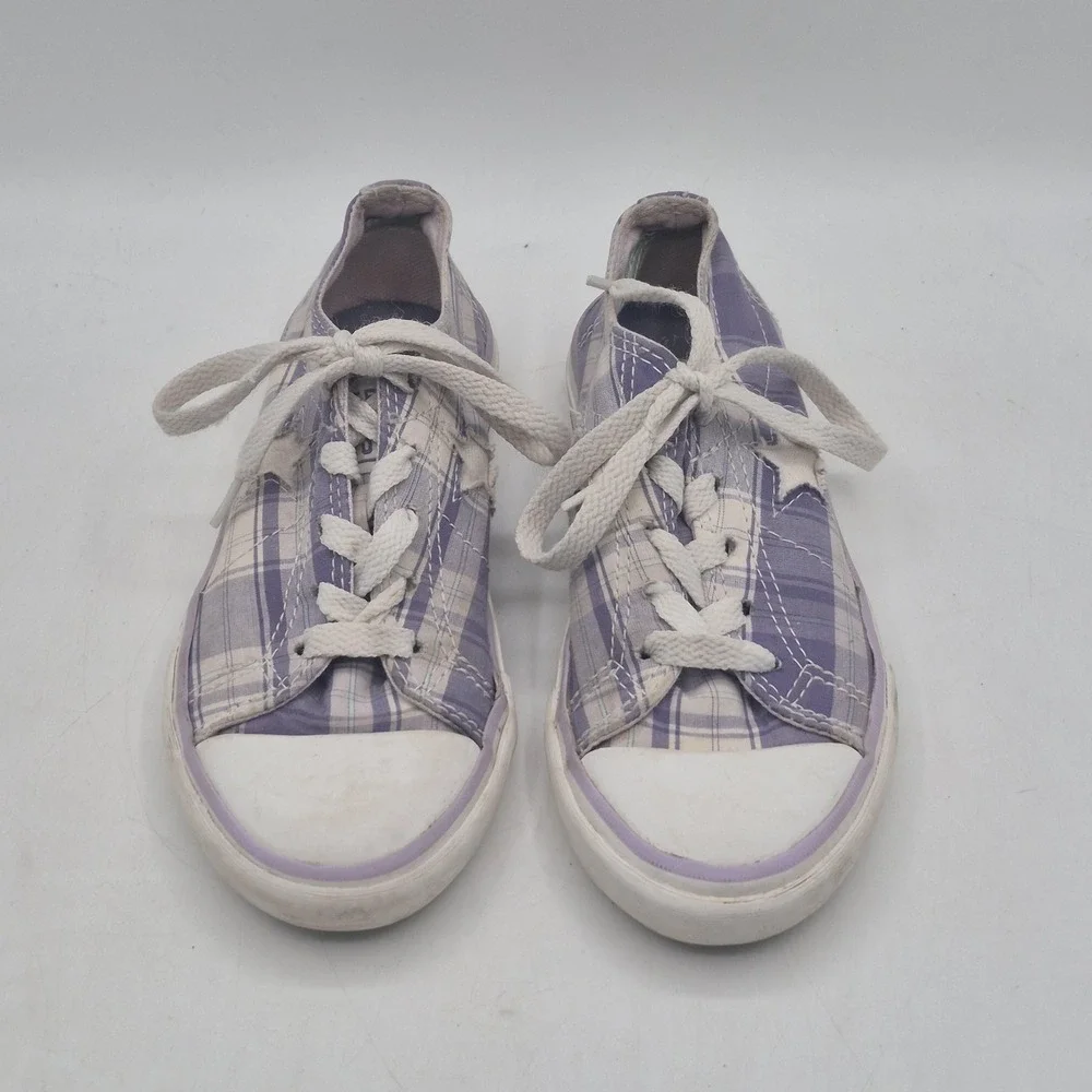Converse One Star Shoes Youth Size‎ 13 Purple Plaid Low Top Lace Up Sneakers